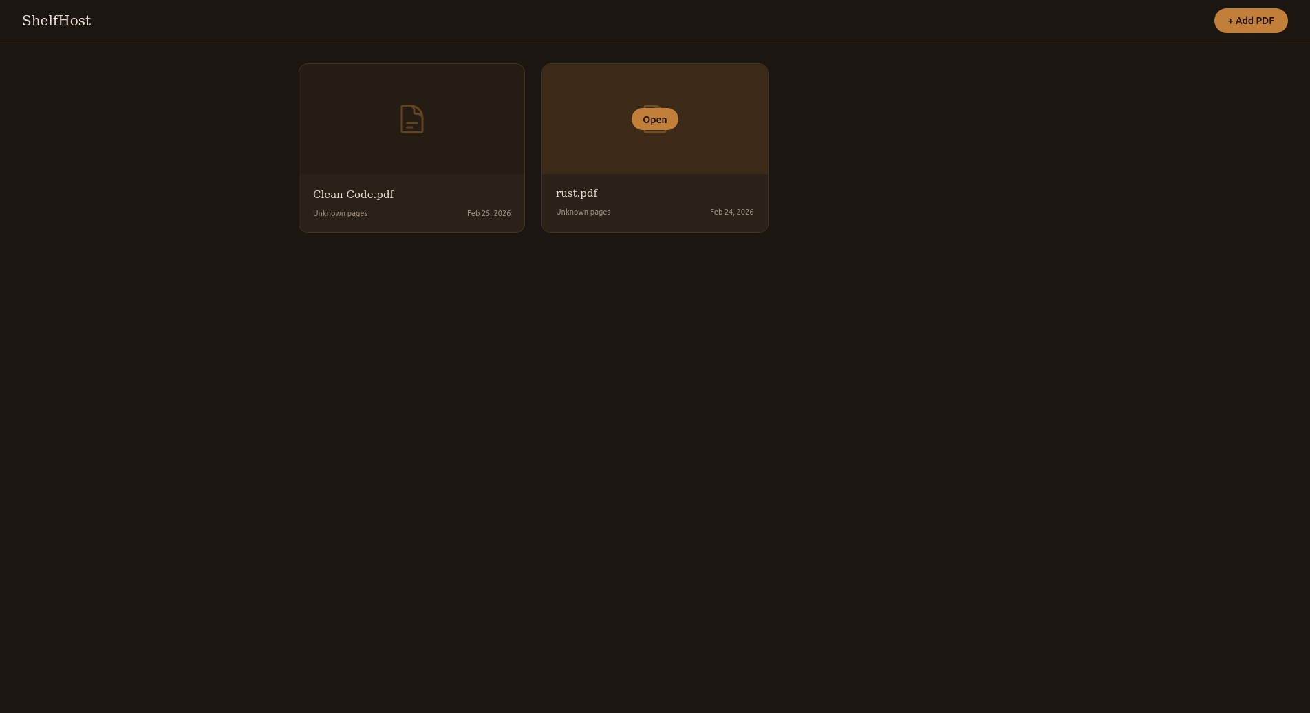Shelfhost App User Interface Mockup